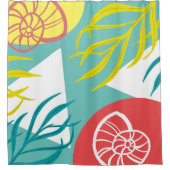 Trendy Geo Nautical Seashells Seaweed Douchegordijn (Voorkant)