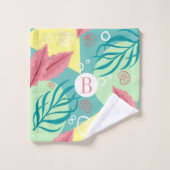 Trendy Geo Nautical Seashells Seaweed | Monogram Bad Handdoek (Wasdoekje)