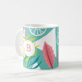 Trendy Geo Nautical Seashells Seaweed | Monogram Koffiemok (Voorkant links)