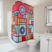 Trendy geometric elements memphis design. Retro Douchegordijn (In situ)