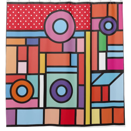 Trendy geometric elements memphis design. Retro Douchegordijn (Voorkant)