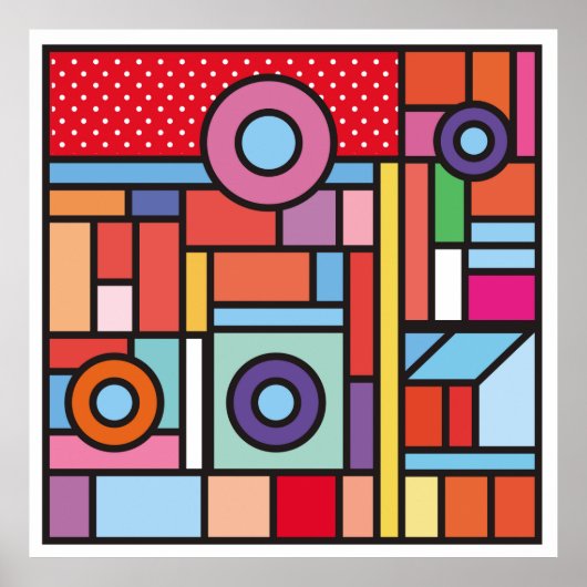Trendy geometric elements memphis design. Retro Poster (Voorkant)