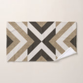 Trendy Geometric Faux Burlap Brown Design Handdoek (Handdoek)