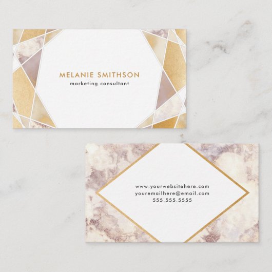 Trendy Geometric faux goudmarmer Visitekaartje (Voorkant / Achterkant)