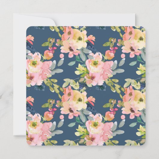 Trendy Geometric Floral Wedding Kaart (Achterkant)