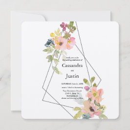 Trendy Geometric Floral Wedding Kaart