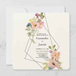 Trendy Geometric Floral Wedding Kaart