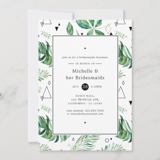 Trendy Geometric Forest Bridesmaids Luncheon Kaart (Voorkant)