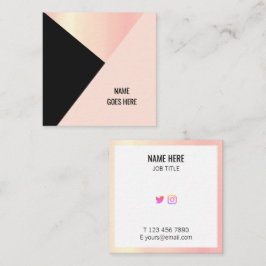 Trendy Geometric Gold Pink Square Visitekaartje
