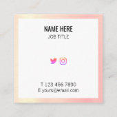 Trendy Geometric Gold Pink Square Visitekaartje (Achterkant)