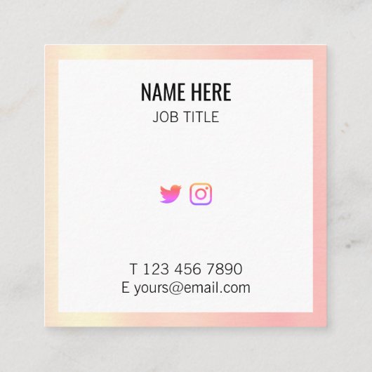 Trendy Geometric Gold Pink Square Visitekaartje (Achterkant)