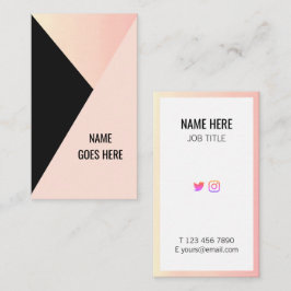 Trendy Geometric Gold Pink Vertical Visitekaartje