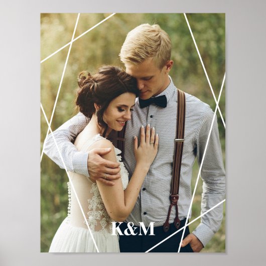 Trendy Geometric Lijst en Monogram Poster (Voorkant)