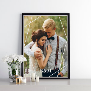 Trendy Geometric Lijst en Monogram Poster