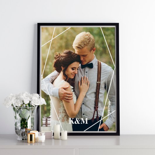 Trendy Geometric Lijst en Monogram Poster