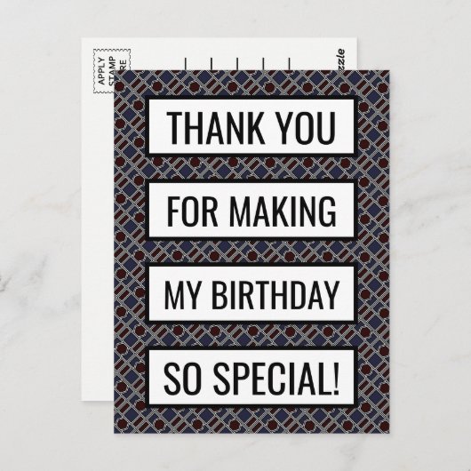 Trendy Geometric Pattern, Birthday Dank je Briefkaart (Voorkant / Achterkant)