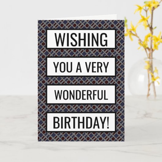 Trendy Geometric Pattern, Modern Birthday Kaart (Gele Bloem)