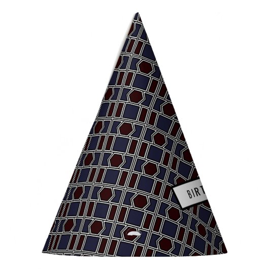 Trendy Geometric Pattern, Modern Birthday Party Feesthoedjes (Links)