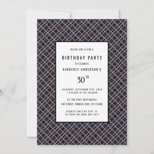 Trendy Geometric Pattern, Modern Birthday Party Kaart (Voorkant)