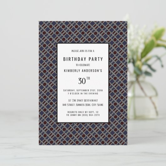 Trendy Geometric Pattern, Modern Birthday Party Kaart (Staand voorkant)