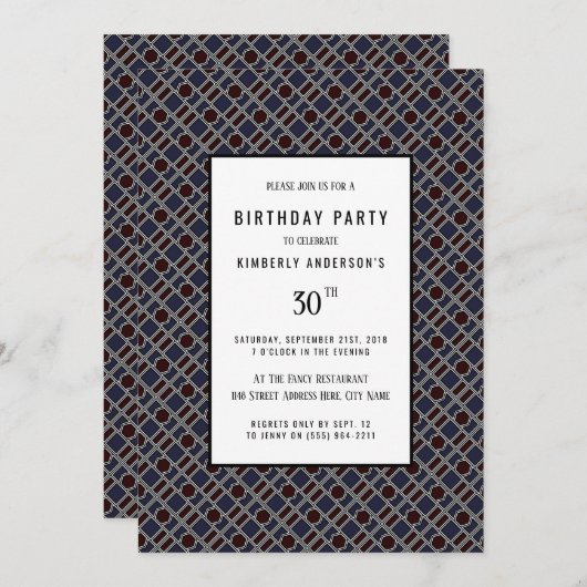 Trendy Geometric Pattern, Modern Birthday Party Kaart (Voorkant / Achterkant)