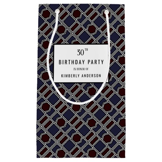 Trendy Geometric Pattern, Modern Birthday Party Klein Cadeauzakje (Voorkant)