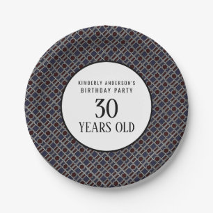 Trendy Geometric Pattern, Modern Birthday Party Papieren Bordje
