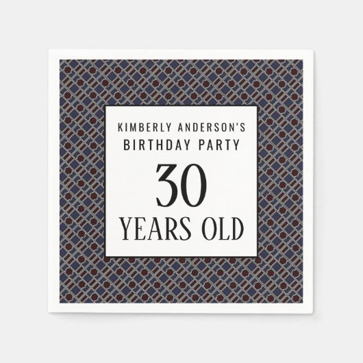 Trendy Geometric Pattern, Modern Birthday Party Servet (Voorkant)