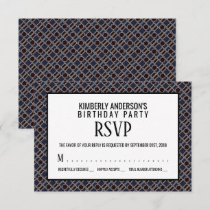 Trendy Geometric Pattern, Modern Birthday RSVP Kaart