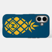 Trendy Geometric Pineapple Blue Monogram Case-Mate iPhone Case (Achterkant (horizontaal))