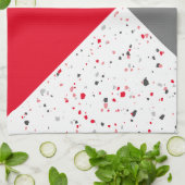 Trendy Geometric Red en Grey Terrazzo Theedoek (Gevouwen)