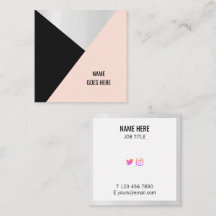 Trendy Geometric Silver Pink Square Visitekaartje