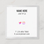 Trendy Geometric Silver Pink Square Visitekaartje (Achterkant)