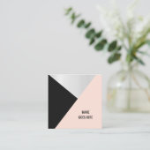 Trendy Geometric Silver Pink Square Visitekaartje (Staand voorkant)
