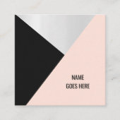 Trendy Geometric Silver Pink Square Visitekaartje (Voorkant)