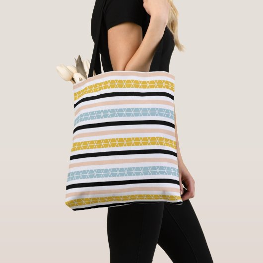 Trendy Geometric Striped Pattern Tote Bag (Dichtbij)
