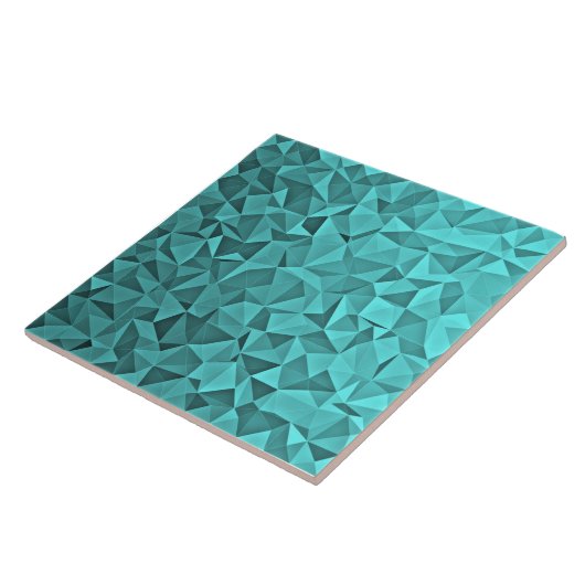 Trendy Geometric Triangle Mosaic Turquoise Tile Tegeltje (Zijkant)