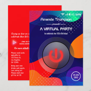 Trendy Geometric Virtual Birthday Party Kaart