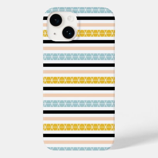 Trendy Geometric White Black Yellow Stripes Design Case-Mate iPhone Case (Achterkant)