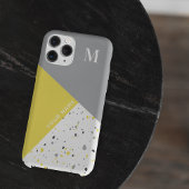 Trendy Geometric Yellow Grey Terrazzo Monogram Case-Mate iPhone Case
