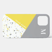 Trendy Geometric Yellow Grey Terrazzo Monogram Case-Mate iPhone Case (Achterkant (horizontaal))