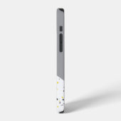 Trendy geometrisch geel grijs terrazzo monogram iPhone hoesje (Linkerkant)
