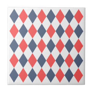Trendy geometrisch patroon jaren 60 Rood Blauw Ret Tegeltje