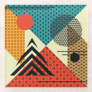 Trendy geometrische elementen, retro stijl. glazen onderzetter