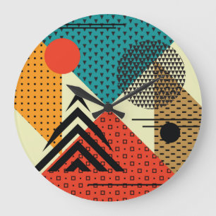Trendy geometrische elementen, retro stijl. grote klok