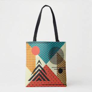 Trendy geometrische elementen, retro stijl. tote bag
