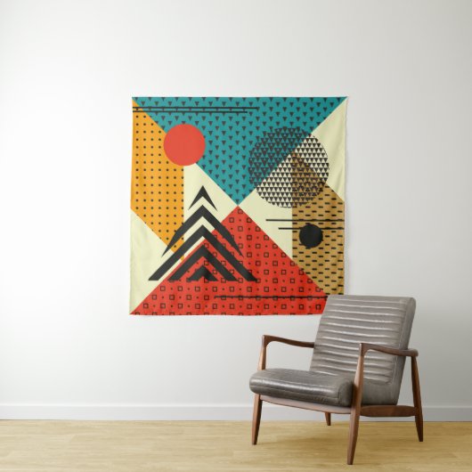 Trendy geometrische elementen. Stijlstructuur retr Wandkleed (In situ)