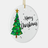 Trendy Geometrische Kleurrijke Boom Vrolijk Kerstf Keramisch Ornament (Rechts)