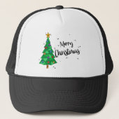 Trendy Geometrische Kleurrijke Boom Vrolijk Kerstf Trucker Pet (Voorkant)