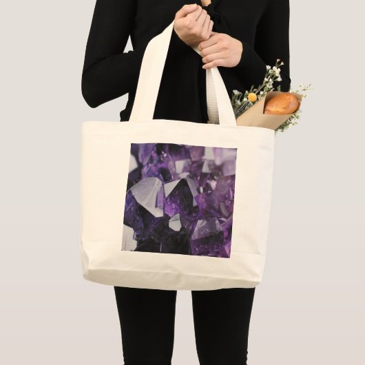 trendy geometrische kristal gemstone paarse amethy grote tote bag